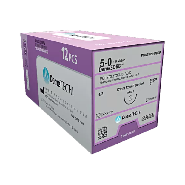 DemeSORB Absorbable PGA Suture: 4/0 Tapercutting - 3/8 16mm - 75cm (12)