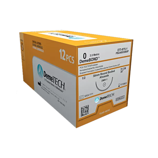 DemeBOND Sterile Polyester Suture: 3/0 Tapercutting - 3/8 17mm - 75cm (12)