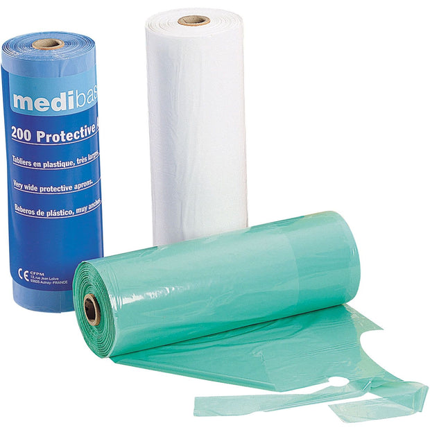 Medibase Plastic Bibs: Green - Roll of 200