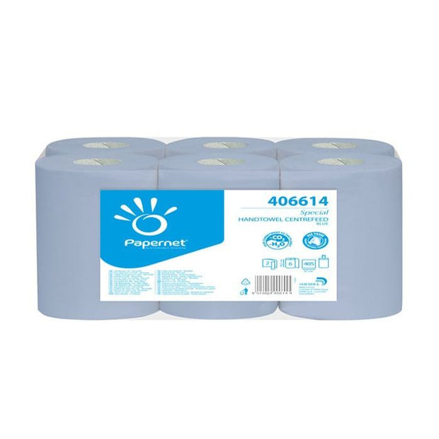 Papernet Centrefeed Hand Towel Rolls: Blue - 6 x 150m