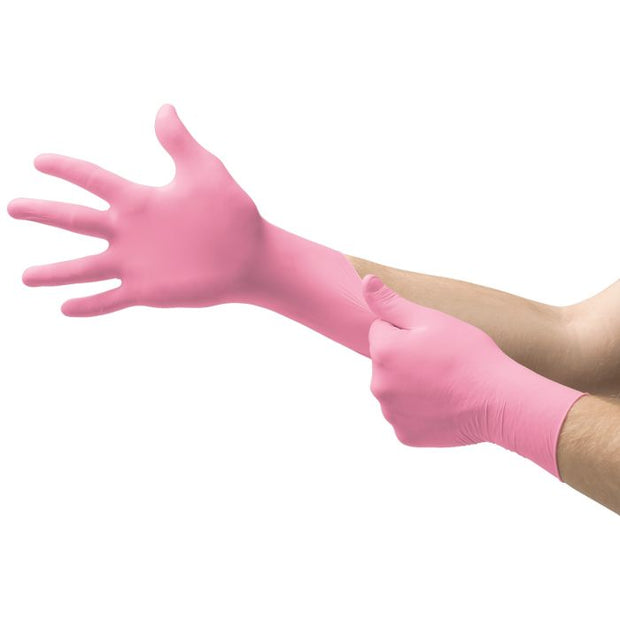 Ansell Micro-Touch NitraFree Pink Nitrile Gloves - XL - 3